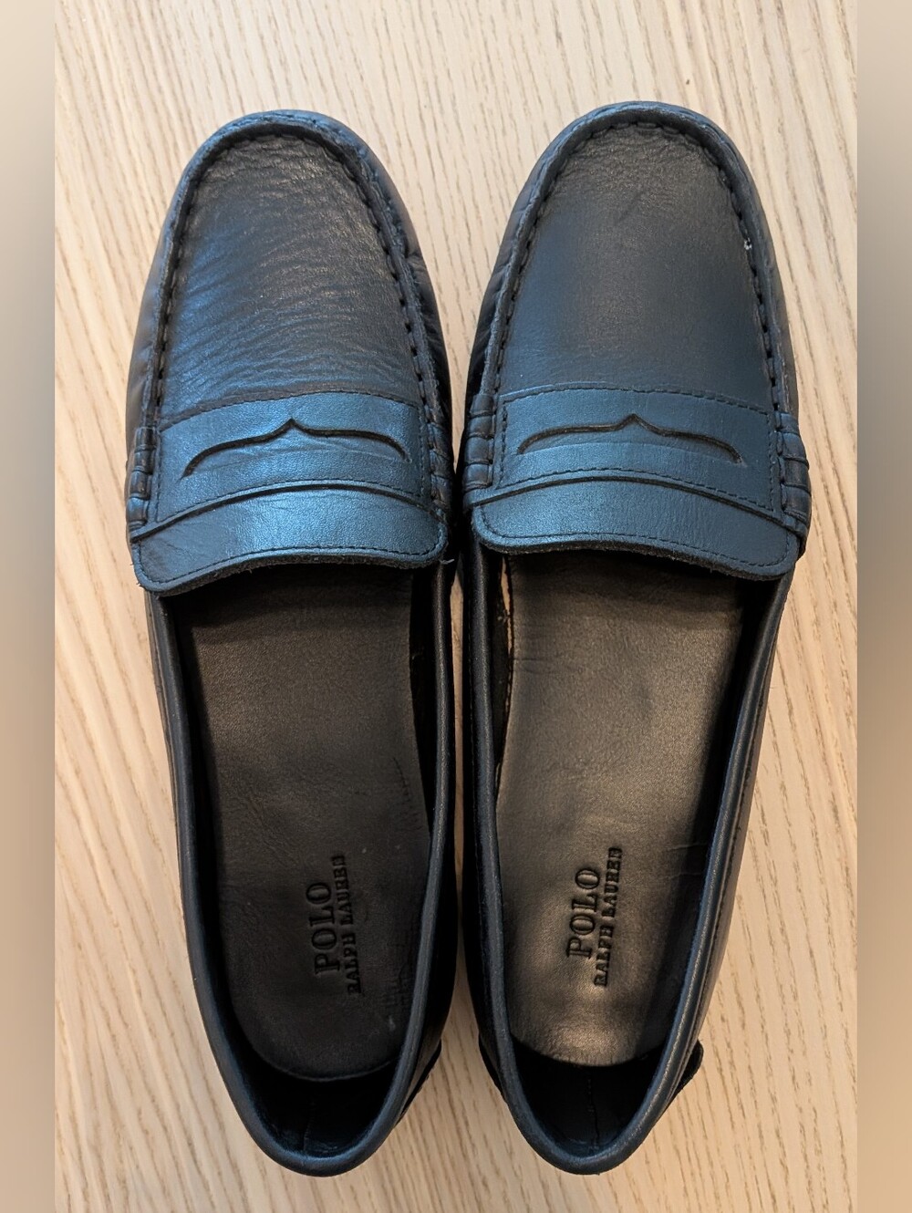 Polo Ralph Lauren Boys Telly Black Leather Penny Loafers (Youth 6)